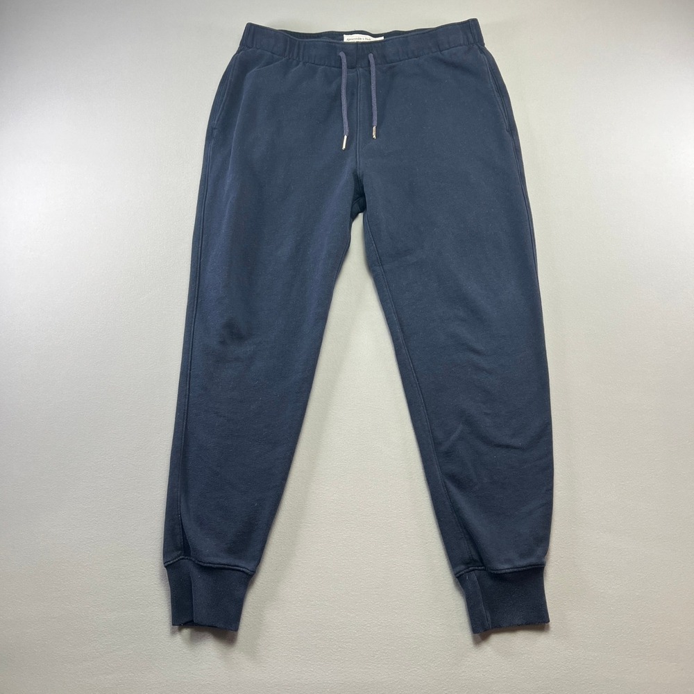 Abercrombie & Fitch Soft A&F Fleece Jogger Pants Mens Large Navy Blue Drawstring